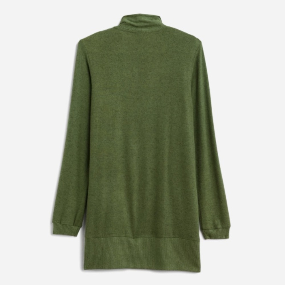 Jemmy Brushed Open Pocket Cardigan by bobeau. Olive/light forest green. - Picture 2 of 10
